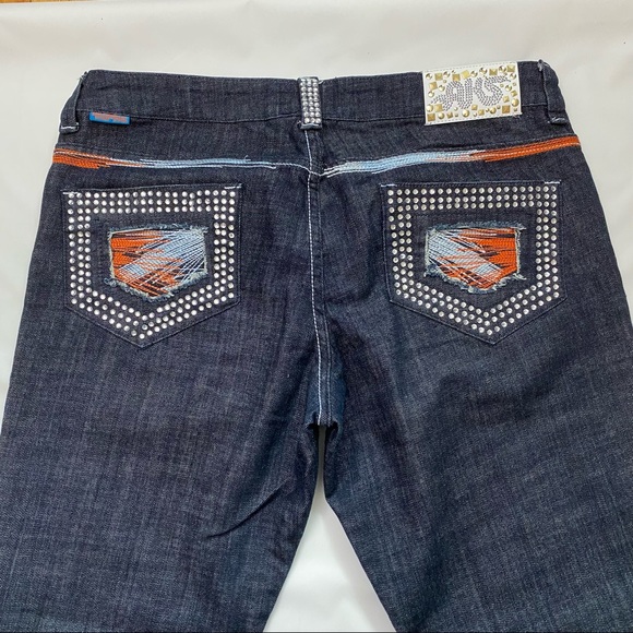 HOST PICK Akademiks Jeans Embroidered and Jewelled Size 36 - Picture 1 of 9
